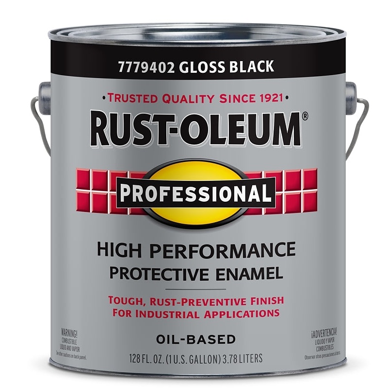 Professional 7779402 Enamel Paint, Oil, Gloss, Black, 1 gal, Can, 230 to 390 sq-ft/gal Coverage Area