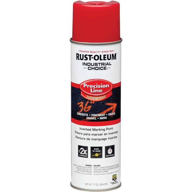 Rust-Oleum 203029 Inverted Marking Spray Paint, Semi-Gloss, Safety Red, 17 oz, Can