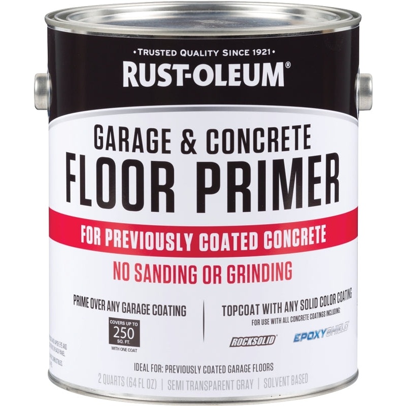 Rust-Oleum 306196 Floor Primer, Flat/Matte, Semi-Transparent Gray, Liquid, 64 oz