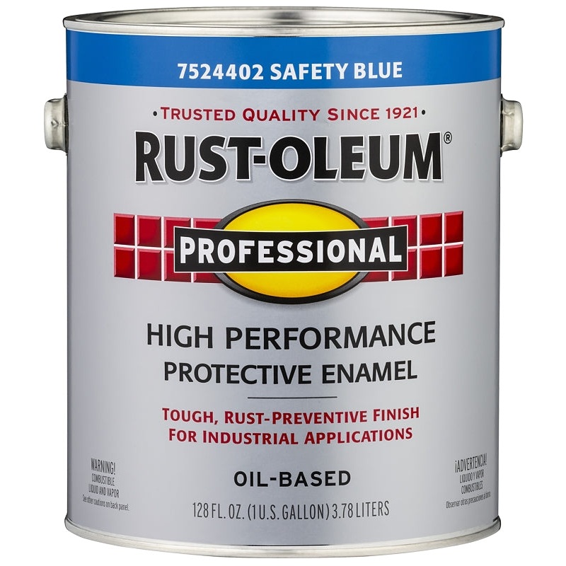 Rust-Oleum 7524402 Enamel Paint, Oil, Gloss, Safety Blue, 1 gal, Can, 230 to 390 sq-ft/gal Coverage Area