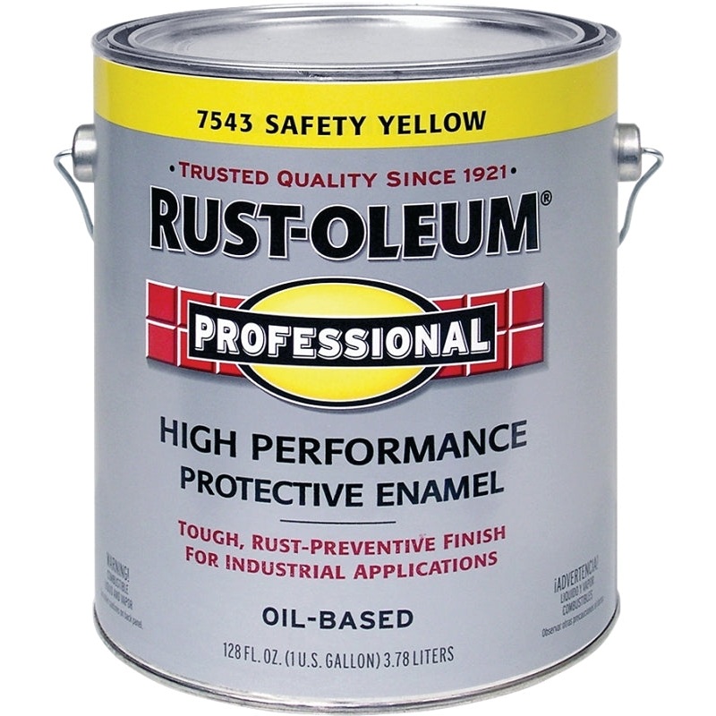 Rust-Oleum 7543402 Enamel Paint, Oil, Gloss, Safety Yellow, 1 gal, Can, 230 to 390 sq-ft/gal Coverage Area