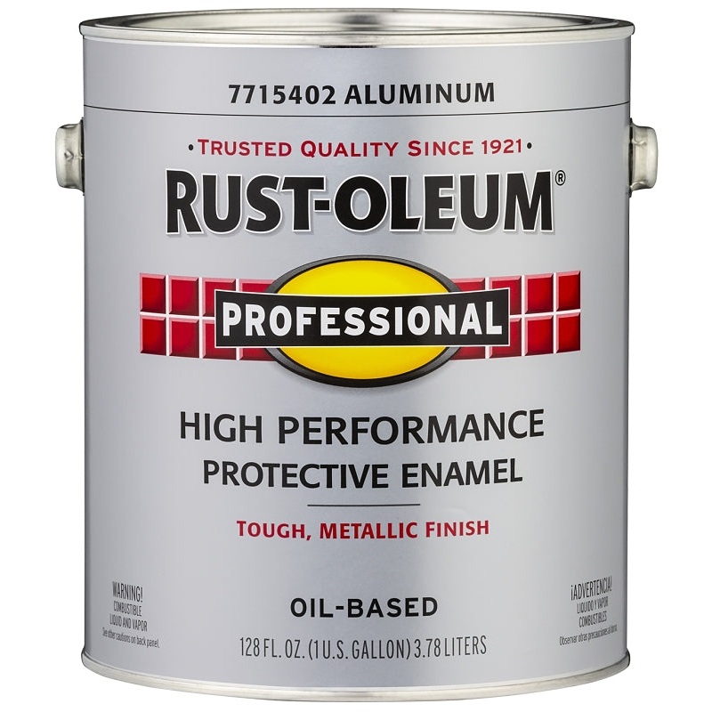 Rust-Oleum 7715402 Enamel Paint, Gloss, Aluminum, 1 gal, Can, 230 to 390 sq-ft/gal Coverage Area, Pack of 2