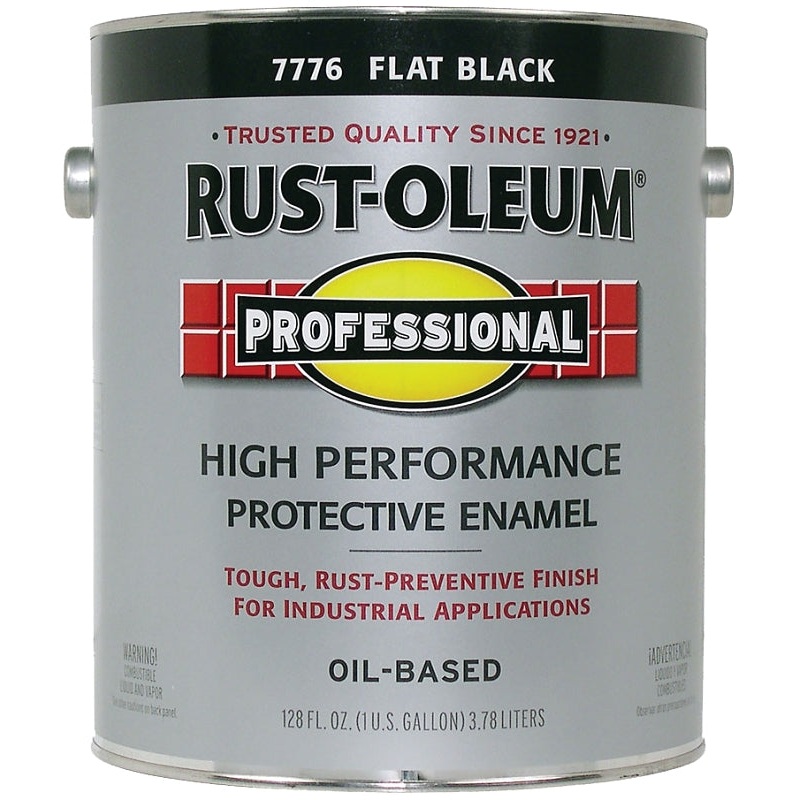 Rust-Oleum 7776402 Enamel Paint, Oil, Flat, Black, 1 gal, Can, 230 to 390 sq-ft/gal Coverage Area