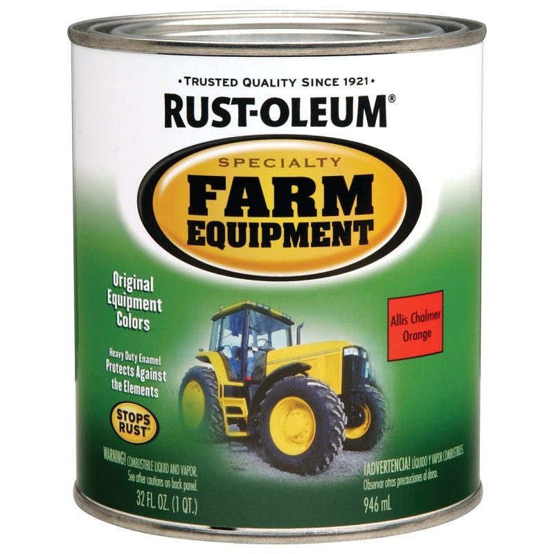 RUST-OLEUM SPECIALTY 7458502 Farm Equipment Enamel, Allis Chalmers Orange, 1 qt Can