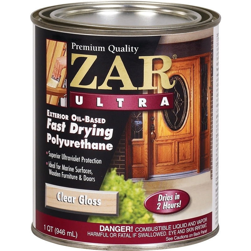 ZAR 34012 Exterior Polyurethane, Gloss, Liquid, Amber, 1 qt, Can