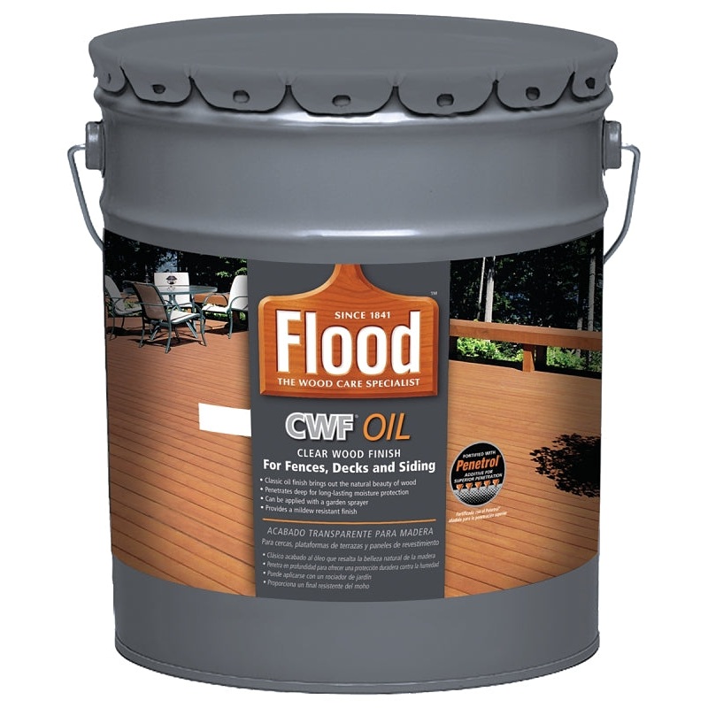 Flood CWF FLD447 Wood Finish, Clear, Liquid, 5 gal, Can