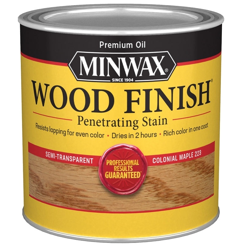 Minwax 222304444 Wood Stain, Satin, Colonial Maple, Liquid, 0.5 pt, Can