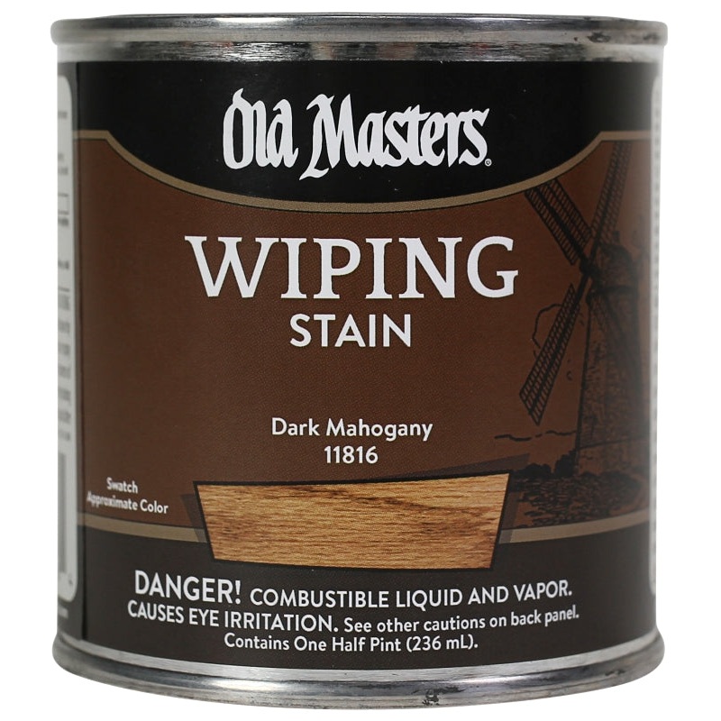 Old Masters 11816 Wiping Stain, Dark Mahogany, Liquid, 0.5 pt, Can