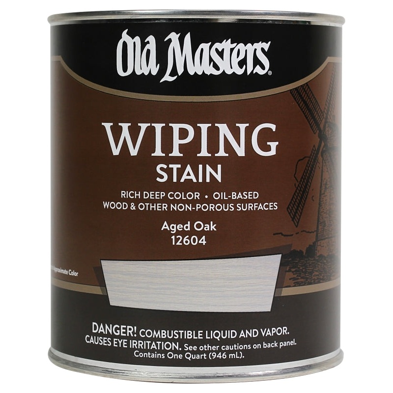 Old Masters 12604 Wiping Stain, Aged Oak, Liquid, 1 qt, Can