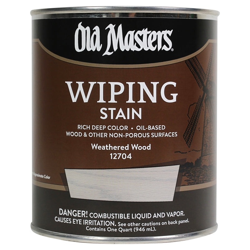 Old Masters 12704 Wiping Stain, Weathered Wood, Liquid, 1 qt, Can