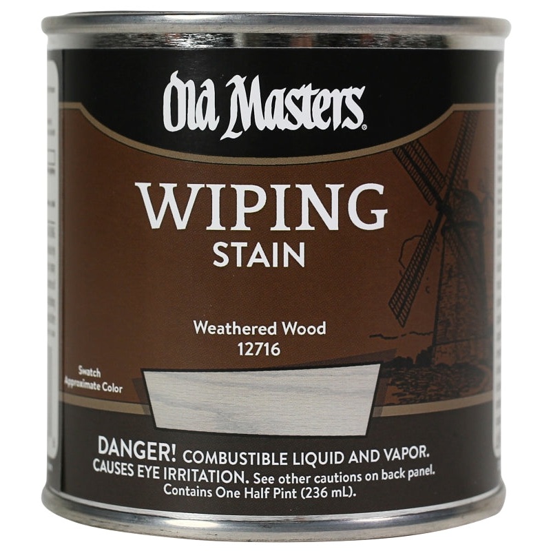 Old Masters 12716 Wiping Stain, Weathered Wood, Liquid, 0.5 pt, Can