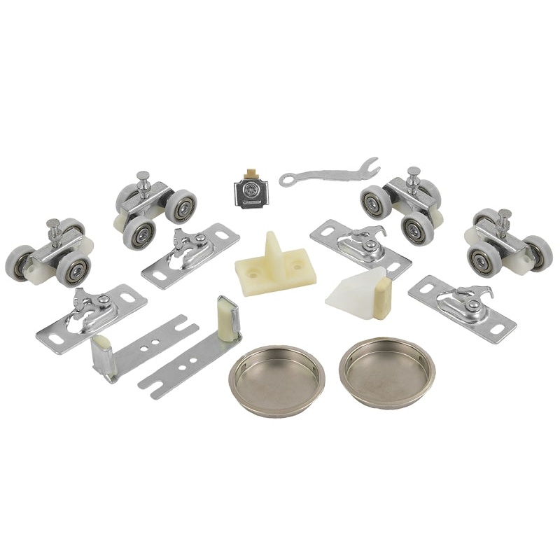 Renin BP831BB-04800-AL Hardware and Track Set, 48 in L Track, Aluminum, For: 3/4 to 1-3/4 in THK Bypass Door