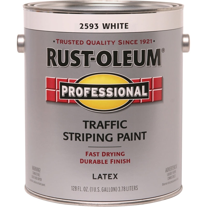Rust-Oleum 2593402 Striping Paint, Flat, Traffic White, 1 gal, Pail, Pack of 2