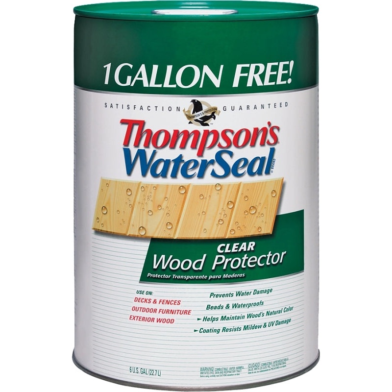 Thompson’s WaterSeal TH.090001-06 Wood Sealer, Transparent, Liquid, Clear, 6 gal