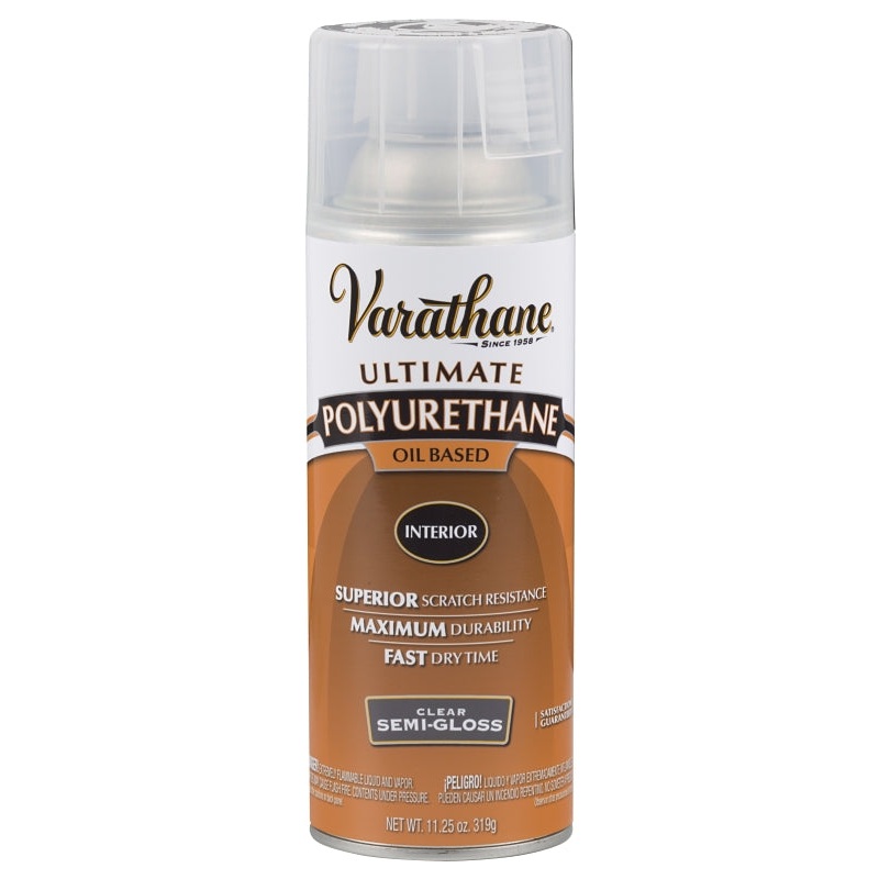 Varathane 6081 Polyurethane, Semi-Gloss, Liquid, Clear, 11.25 oz, Aerosol Can