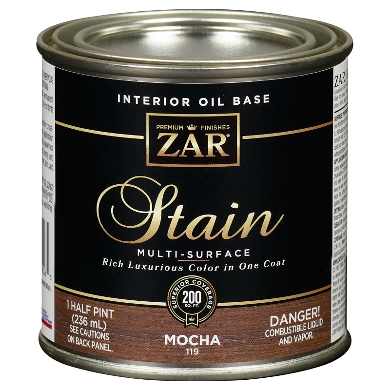 ZAR 11906 Wood Stain, Mocha, Liquid, 0.5 pt, Can