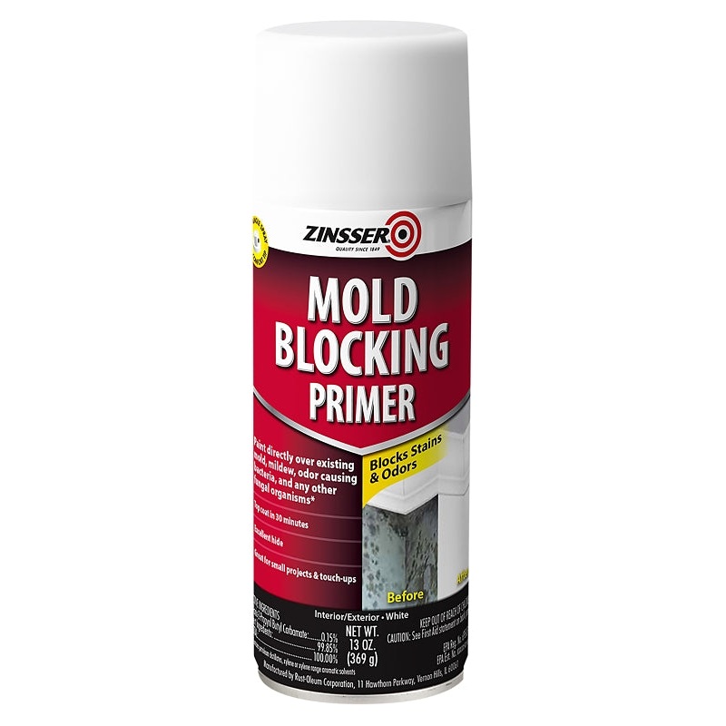 Zinsser 287512 Mold Blocking Primer, White, 13 oz, Aerosol Can