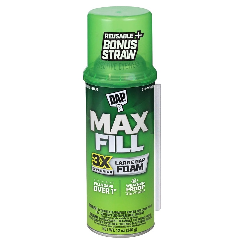 DAP Touch’n Foam Max Fill Series 7565000043 Triple Expanding Foam Sealant, Off White, 60 to 100 deg F, 12 oz Can