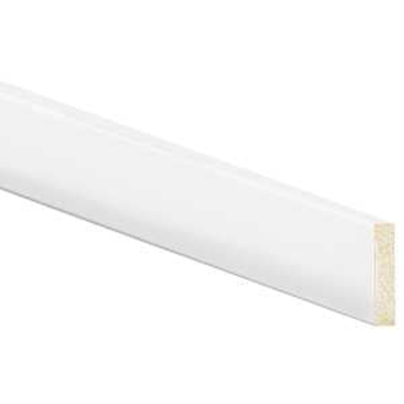Inteplast Group 50250800032 Modern Baseboard Moulding, 8 ft L, 2-1/2 in W, 1/2 in Thick, Polystyrene, Crystal White, Pack of 12