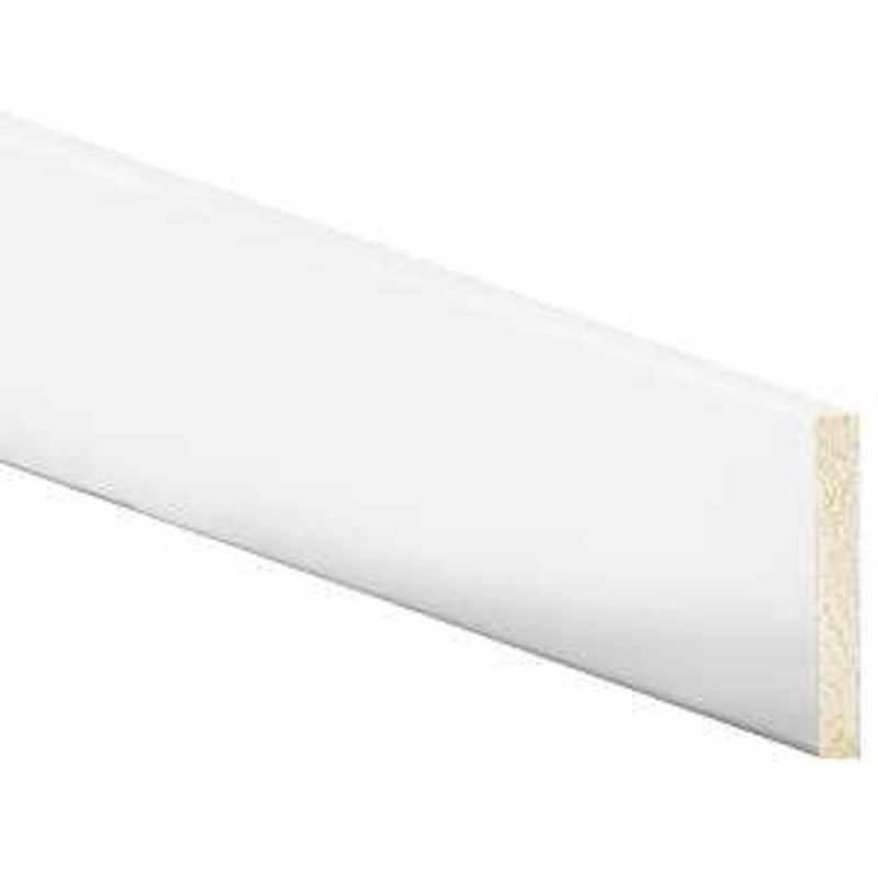 Inteplast Group 50400800032 Modern Baseboard Moulding, 8 ft L, 4 in W, 1/2 in Thick, Polystyrene, Crystal White, Pack of 12