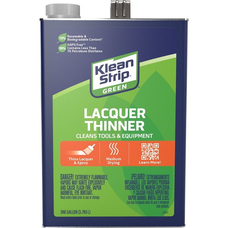 Klean Strip GKGL75008 Lacquer Thinner, Liquid, Water White, 1 gal, Can, Pack of 4