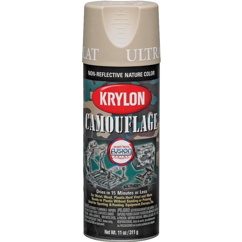 Krylon K04295777 Camouflage Spray Paint, Ultra Flat, Sand, 12 oz, Can