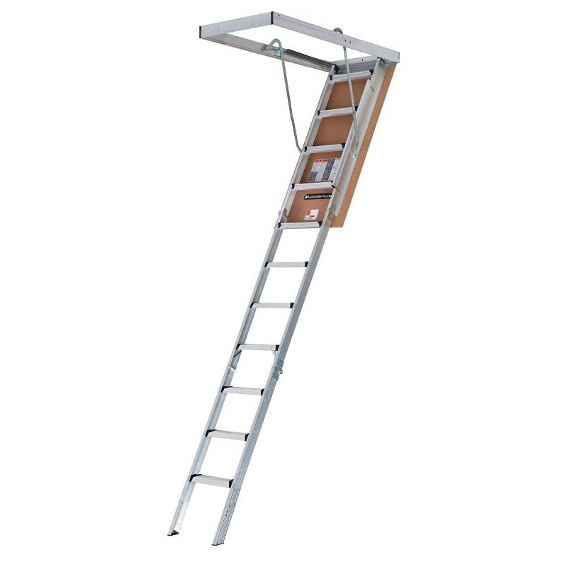 Louisville Ladder AH2211 Series Elite Aluminum Attic Ladder, 7.75 ft to 10.25 ft, Type: 1AA, 375 lb Load Capacity, Opening Size: 22.5 x 54 in