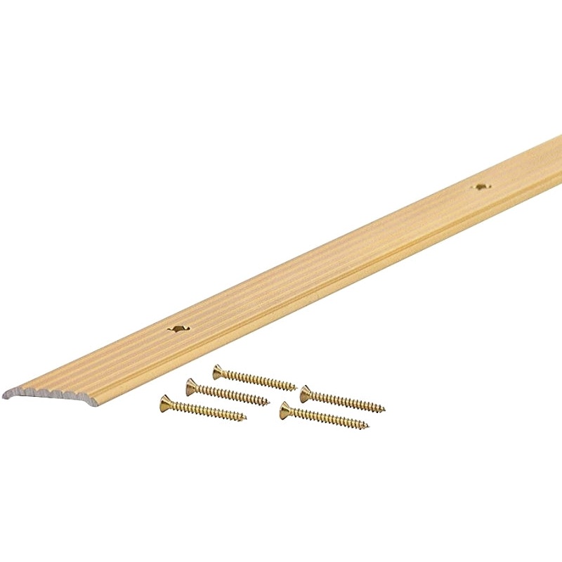 M-D 79129 Seam Binder, 72 in L, 3/4 in W, Fluted Surface, Aluminum, Satin Brass, Pack of 6