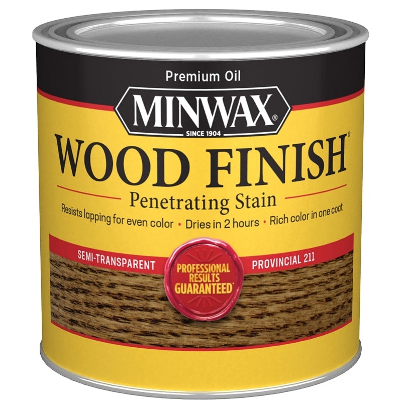 Minwax 221104444 Wood Stain, Satin, Provincial, Liquid, 0.5 pt, Can