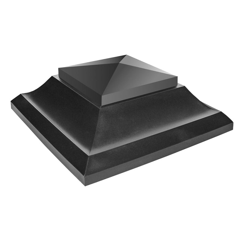 Nuvo Iron SPC23 Post Cap, 5-1/2 in L, 5-1/2 in W, Aluminum/Plastic, Black