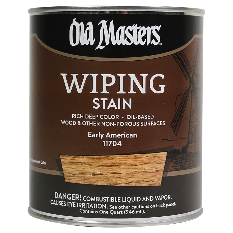 Old Masters 11704 Wiping Stain, Early American, Liquid, 1 qt, Can