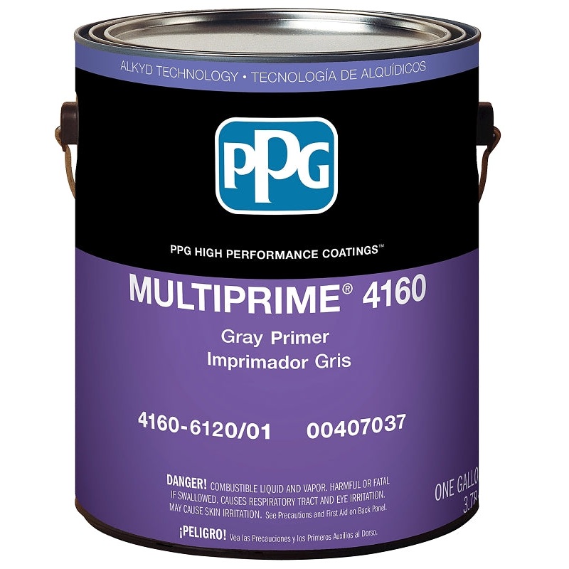 PPG 4160-6120-01 Primer, Flat, Gray, 1 gal, Pack of 4
