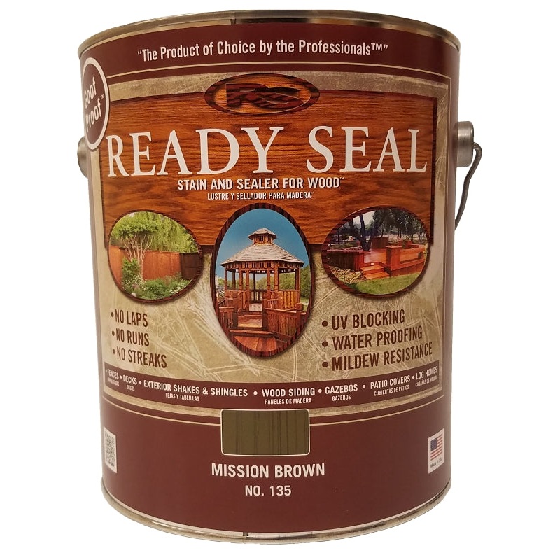 Ready Seal 135 Exterior Wood Stain, Flat, Mission Brown, Liquid, 1 gal, Pack of 4