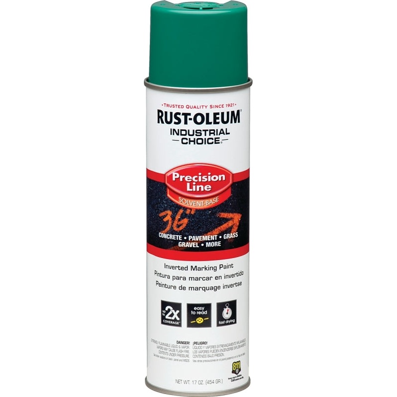 Rust-Oleum 1634838 Inverted Marking Spray Paint, Gloss, Safety Green, 17 oz, Can
