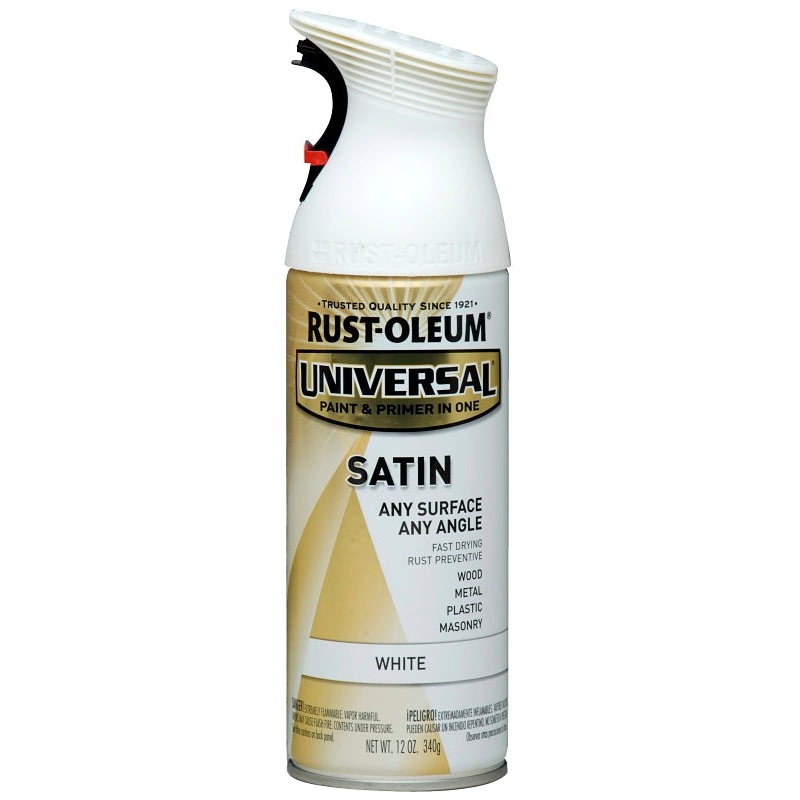 Rust-Oleum 245210 Enamel Spray Paint, Satin, White, 12 oz, Can