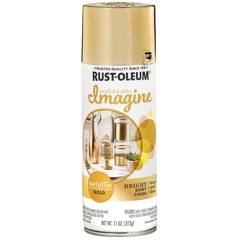 Rust-Oleum 355100 Metallic Spray Paint, Metallic, Gold, 11 oz