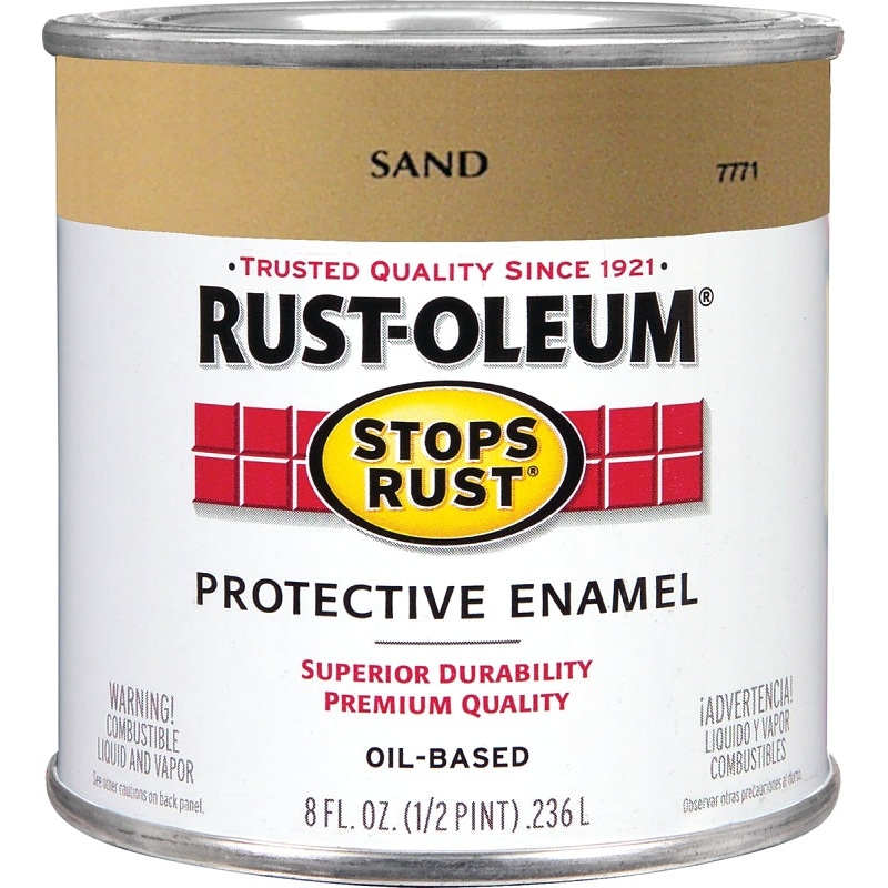 RUST-OLEUM STOPS RUST 7771730 Protective Enamel, Gloss, Sand, 0.5 pt Can
