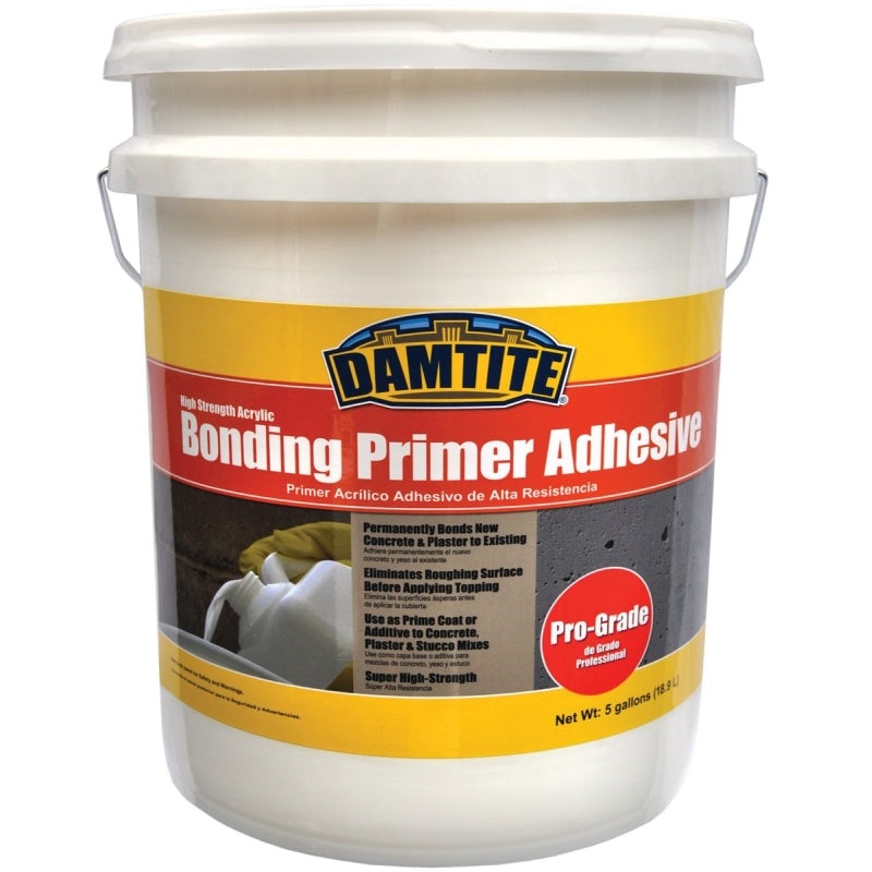 Damtite 05650 Primer Adhesive, Liquid, White, 5 gal Pail