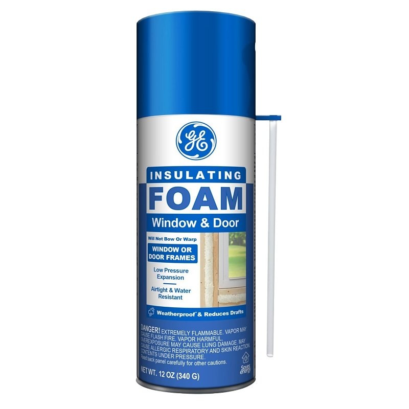 GE 2744170 Window & Door Foam, Pale Yellow, 24 hr Functional Cure, 41 to 86 deg F, 12 fl-oz Aerosol Can, Pack of 6