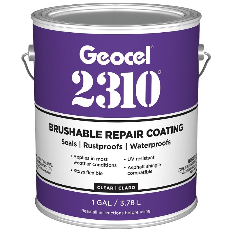 Geocel 2310 Series GC65300 Brushable Repair Coating, Liquid, Crystal Clear, 1 gal, Can, Pack of 4