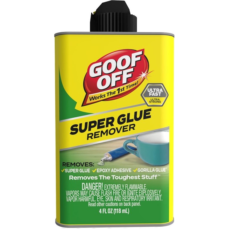 Goof Off FG678 Super Glue Remover, Liquid, Ketone, Clear, 4 oz