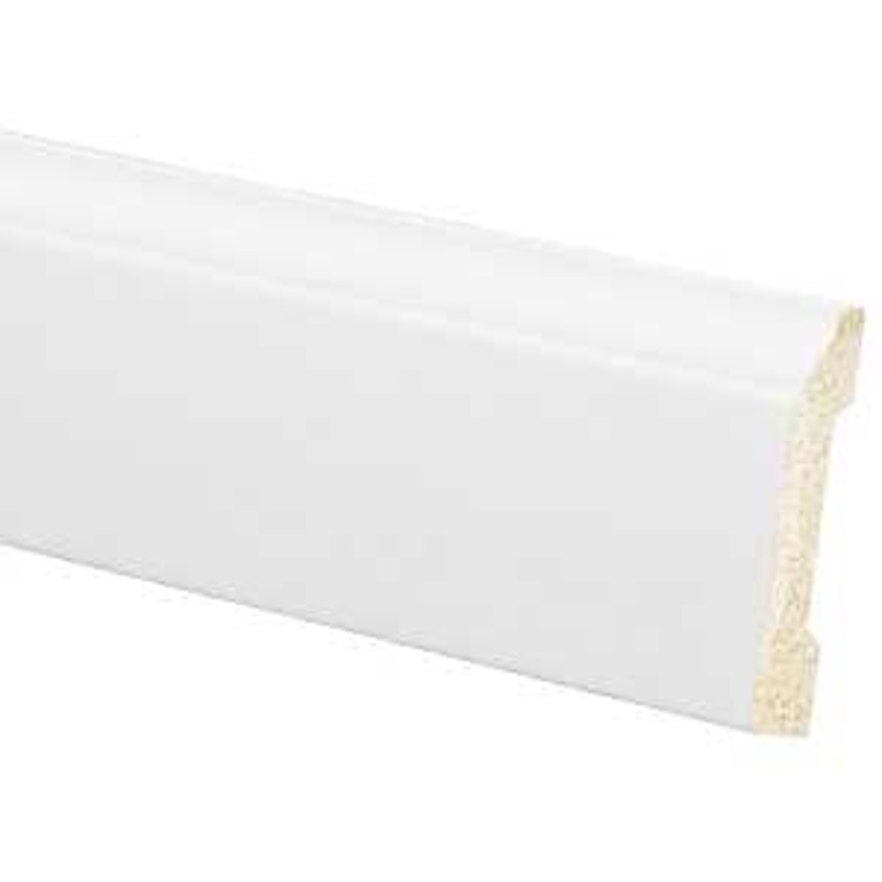 Inteplast Group 633 56330800032 Base Moulding, 8 ft L, 3-3/16 in W, 3/8 in Thick, Polystyrene, Crystal White, Pack of 12