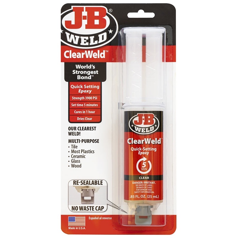 J-B Weld 50112 Epoxy Adhesive, Clear, Liquid, 25 mL, Syringe