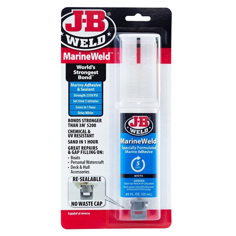 J-B Weld 50172 MarineWeld Epoxy, White, Liquid, 25 mL, Syringe