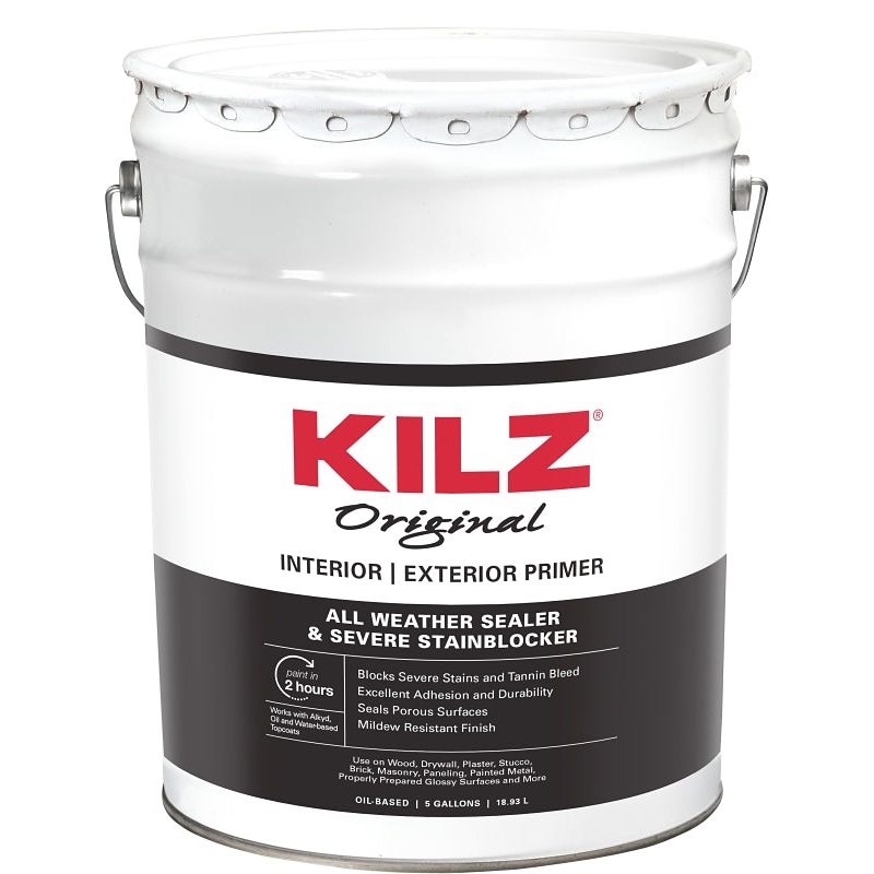 Kilz 10090 Primer, 300 to 400 sq-ft/gal Coverage Area, White, 5 gal