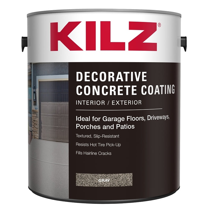 Kilz L378711 Decorative Concrete Coating, Gloss, Gray, 1 gal, Pack of 4