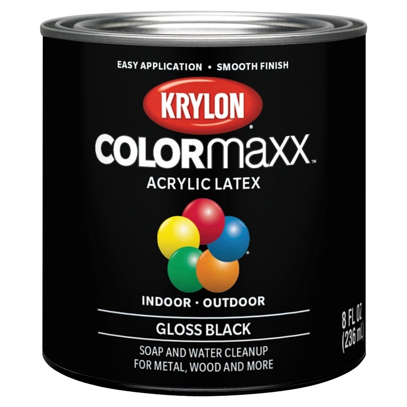 Krylon K05605007 Paint, Gloss, Black, 8 oz, 25 sq-ft Coverage Area