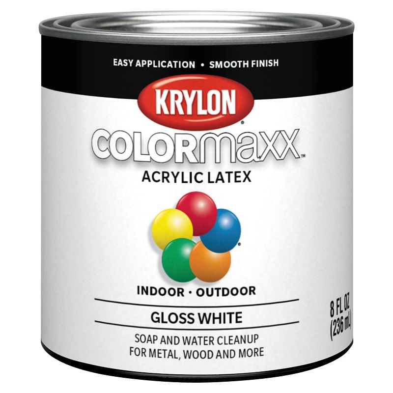 Krylon K05612007 Paint, Gloss, White, 8 oz, 25 sq-ft Coverage Area