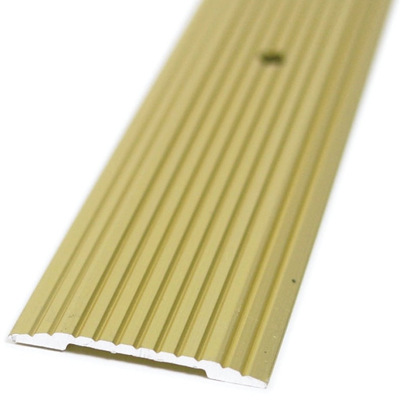 M-D 79095 Seam Binder, 72 in L, 1-9/32 in W, Fluted Surface, Aluminum, Satin Brass