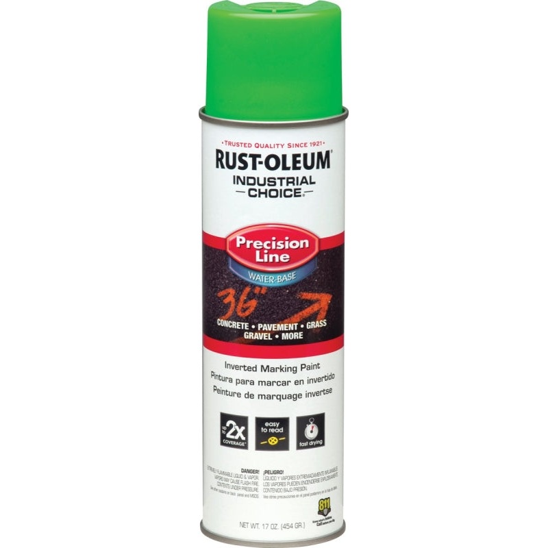 Rust-Oleum 203032 Inverted Marking Spray Paint, Fluorescent Green, 17 oz, Can